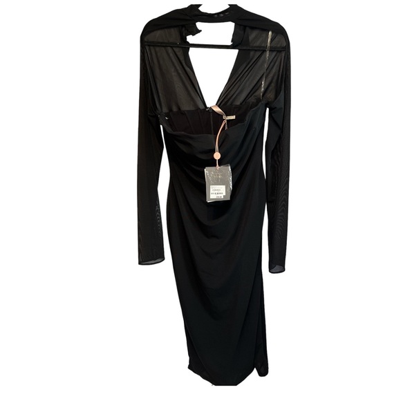 SOLD NWT House of CB Milarose Black Long Sleeve Corset Midi Dress Large Reg $239 - Picture 4 of 11